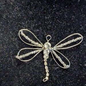 Silver Dragonfly Crystal Pendant Necklace  #2